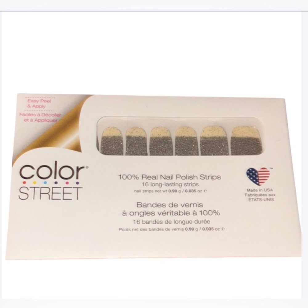 Color Street Glittery Silver and Cream Nail Strips